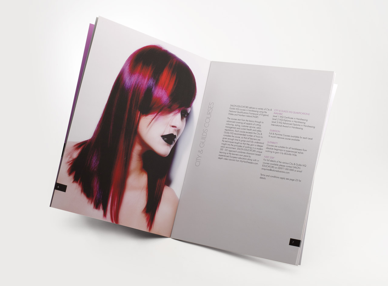 Design of brochure for the hairdressing and fashion industry