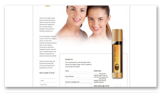beauty and skincare products website design