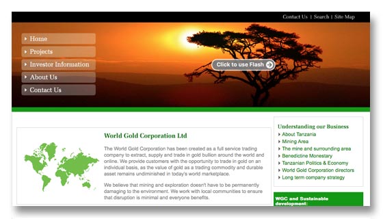 Gold mining and exploration company website design